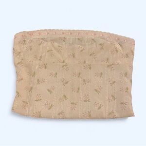 Altar'd State Floral Lace Crop Top - Cream and Pink